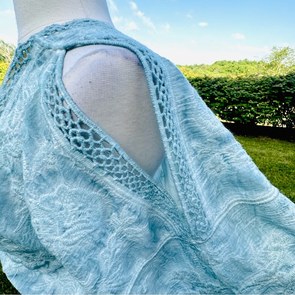 DEMOCRACY cold shoulder blouse lace detail subtle embroidery print Small - Picture 12 of 16
